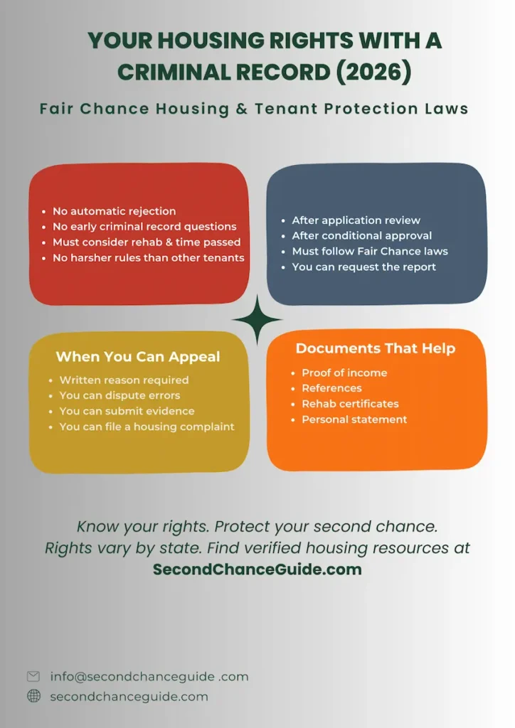 Housing rights with a criminal record in 2026 showing Fair Chance tenant protections and appeal options