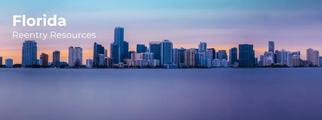 Florida reentry resources banner with city skyline and waterfront