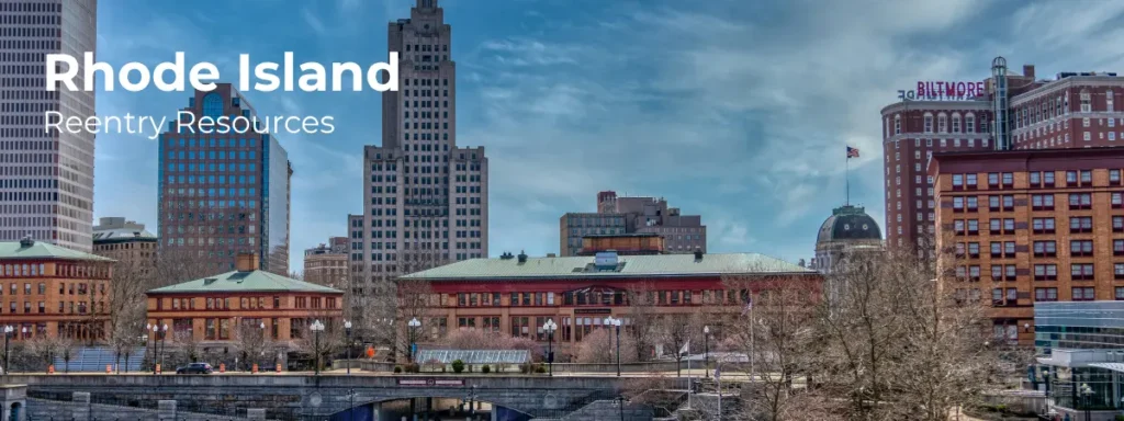 Rhode Island reentry resources banner with downtown skyline and historic buildings
