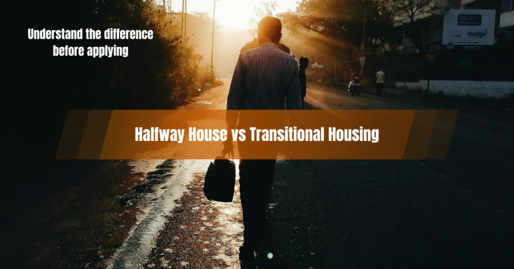 man walking toward sunrise symbolizing transition from halfway house to independent housing
