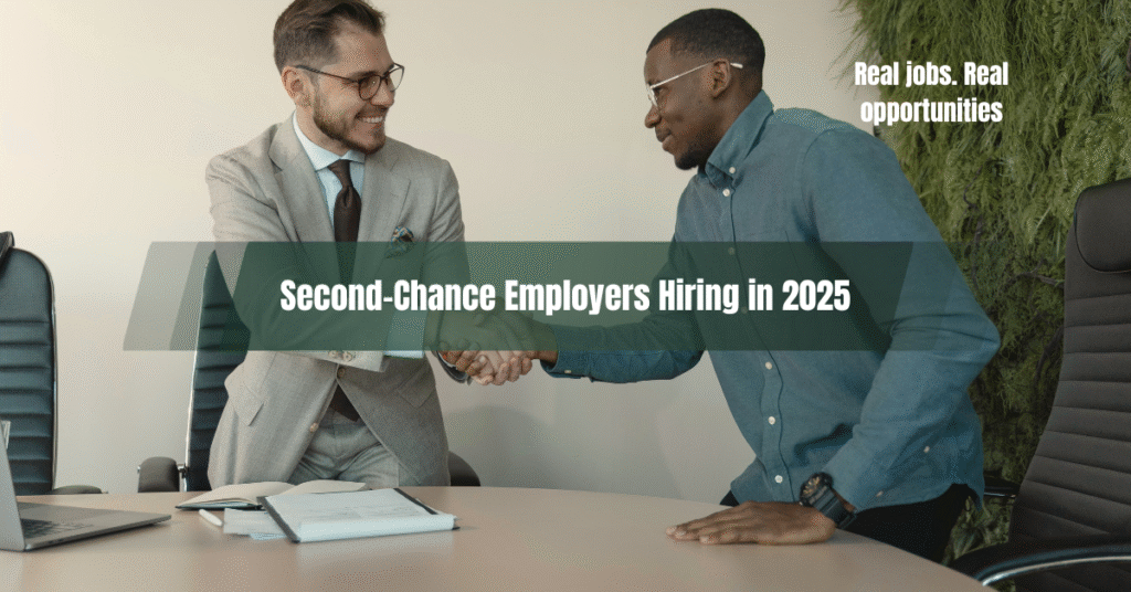 employer shaking hands with reentry worker hired through fair chance employment program