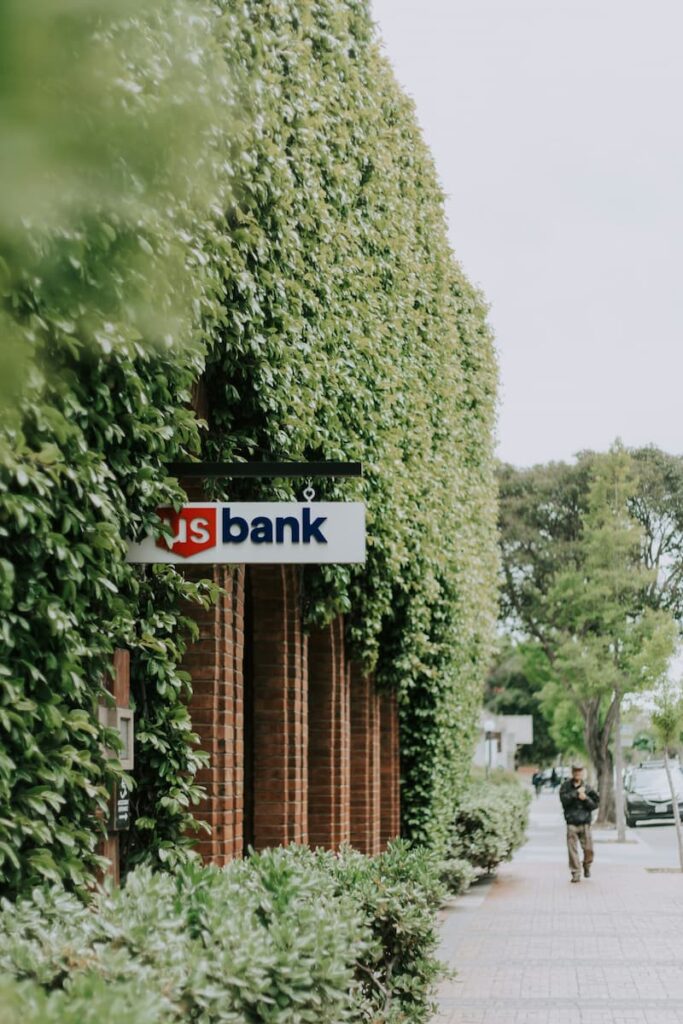 Bank branch exterior representing access to banking and financial services after release
